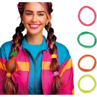 Elastici per capelli fluo assortiti anni '90 - 5 pezzi