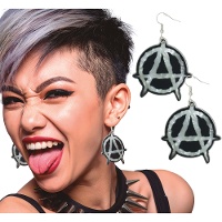 Orecchini con simbolo dell'anarchia