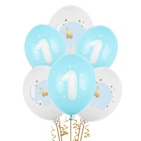 Palloncini in lattice per primo compleanno Baby Elephant da 30 cm - PartyDeco - 50 pezzi