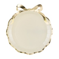 Piatti 24 x 26,8 cm con fiocco natalizio dorato - 6 pezzi