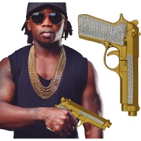 Pistola dorata con strass da 25 cm