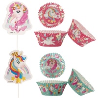 Capsule per cupcake e picchetti di Unicorno - 24 unità