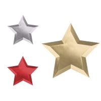 Piatti stelle metallizzate 27 cm - 6 unità
