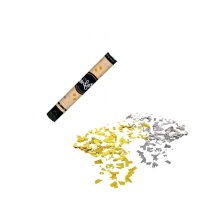 Cannone di coriandoli dorato e argentato da 40 cm