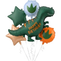Bouquet di palloncini a tema dinosauri Happy Birthday - 5 pezzi
