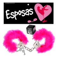 Gioco erotico di dado con manette di metallo con pelo rosa