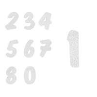 Numero in gomma eva con glitter bianco - 6 unità