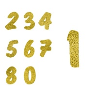 Numero in gomma eva con glitter dorato - 6 unità