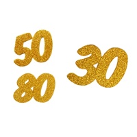 Numeri in gomma crepla con glitter dorati - 6 unità