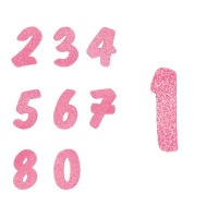 Numero in gomma eva con glitter rosa - 6 unità