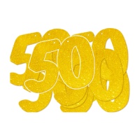 Numero 50 dorato in gomma eva con glitter - 6 unità