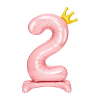 Palloncino numero 2 rosa con corona, 105 cm - 1 pezzo