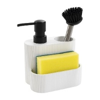 Dispenser per sapone con portaspugna e spazzola