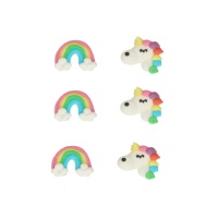 Decorazioni di zucchero unicorni e arcobaleni - FunCakes - 12 unità