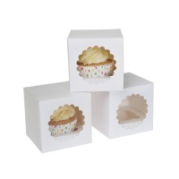 Scatola 1 cupcake bianca - 9 x 9 x 9 cm - House of Marie - 3 unità