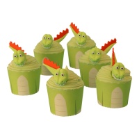 Set decorativo cupcake Dinosauri - PME - 6 unità