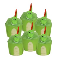 Set per decorare i cupcake con i dinosauri - PME - 6 unità