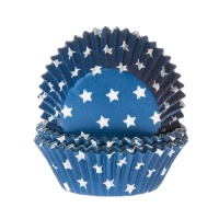 Pirottini cupcake blu navy con stelle - House of Marie - 50 unità