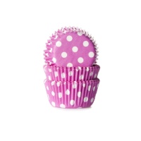 Pirottini mini cupcake fucsia con pois bianchi - House of Marie - 60 unità