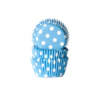Pirottini mini cupcake blu con pois bianchi - House of Marie - 60 unità