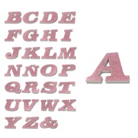 Lettera in sughero rosa glitterato 8 x 2 cm