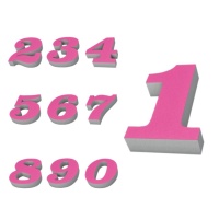 Numero in sughero rosa 15,5 x 4 cm