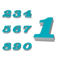 Numero in sughero blu 15,5 x 4 cm