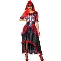 Costume da Catrina rosso e viola per donna