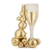 Pallone gigante a forma di coppa di champagne con bolle, 0,69 x 1,05 m - PartyDeco