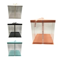 Scatola torta quadrata con nastro 21,5 x 21,5 x 31 cm - Sweetkolor