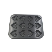 Stampo per mini cuori in acciaio 35 x 27 cm - Pastkolor - 12 cavità