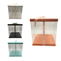 Scatola di 33,5 x 33,5 x 37 cm per torta con nastro - 1 unità