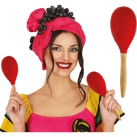 Maraca in legno rossa da 20 cm - 1 pezzo