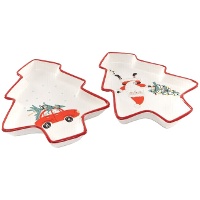 Piatto natalizio in ceramica con Babbo Natale, 22,6 cm - 1 pezzo