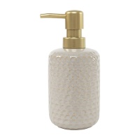 Dispenser per sapone inciso in ceramica, finitura naturale, 13,5 cm