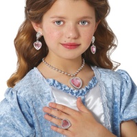 Set di gioielli con cuore da principessa rosa