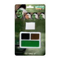 Set per il trucco verde, marrone e nero con spugnetta