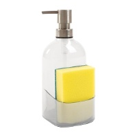 Dispenser sapone trasparente con porta-spugna