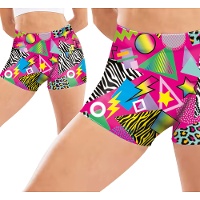 Short corti elasticizzati neon retrò da donna