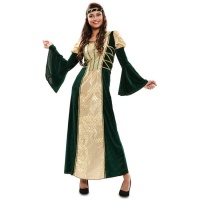Costume da dama medievale verde scuro per donna