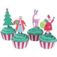 Capsule per cupcake con picking di Babbo Natale - 24 pz.
