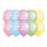 Palloncini Happy Birthday colori pastello 30 cm - 10 pz.