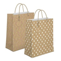 Borsa regalo in carta kraft natalizia da 32 x 10 x 26 cm - 1 unità