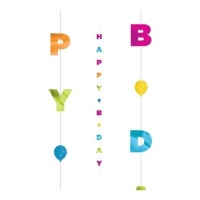 Nastro verticale per palloncini Happy Bday - 1,82 m