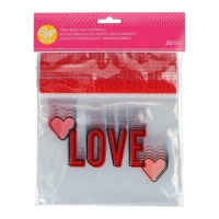 Palline di plastica quadrate Love trasparenti - Wilton - 20 pz.