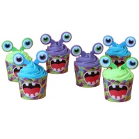 Set per decorare cupcake con mostri - PME - 6 unità