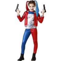 Costume di Harley malvagia rosso e blu per ragazza