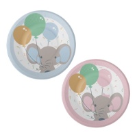 Piatti Elephant Baby Boy 17 cm - 8 unità