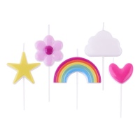 Candele di Rainbow - PME - 5 pezzi