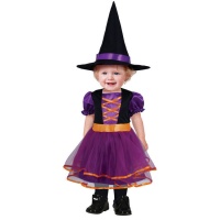 Costume da strega con rifiniture arancioni per bambino